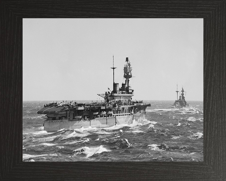 HMS Eagle (94) Photo Print - Underway - Royal Navy Eagle Class Aircraft Carrier Hampshire Prints 10 x 8 Black Frame No