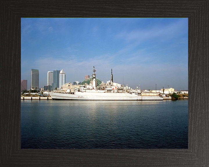 HMS Active (F171) Photo Print - Alongside Tampa 1994 - Royal Navy Type 21 Frigate Hampshire Prints 10 x 8 Black Frame No
