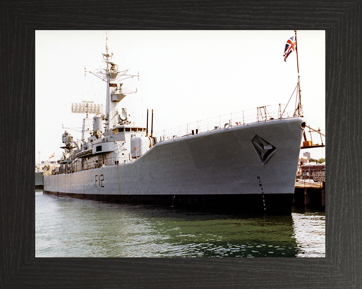 HMS Achilles (F12) Photo Print - Alongside - Royal Navy Leander Class Frigate Hampshire Prints 10 x 8 Black Frame No