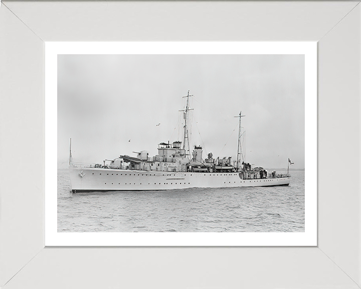 HMS Auckland (L61) Photo Print - Port Side View - Royal Navy Egret Class Sloop Hampshire Prints 10 x 8 White Frame Yes