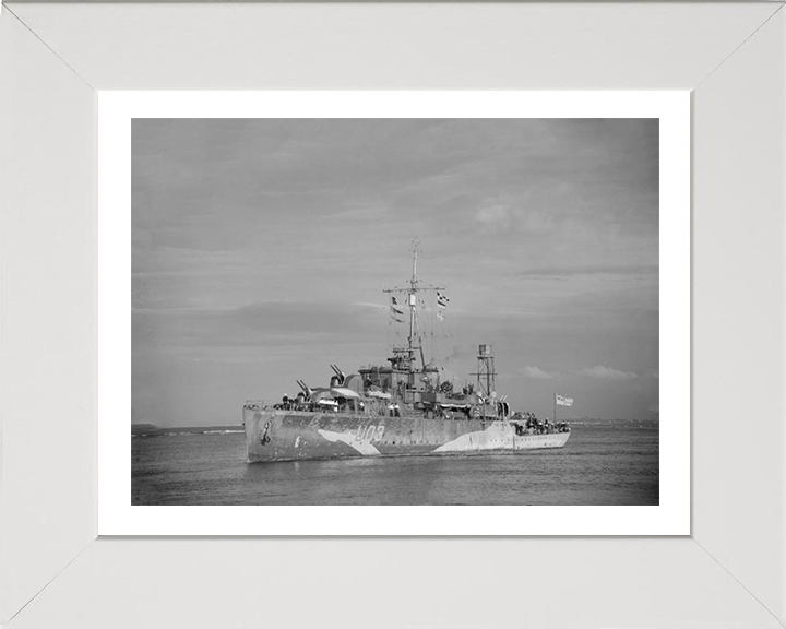 HMS Erne (U03) Photo Print - Port Bow View - Royal Navy Black Swan Class Sloop Hampshire Prints 10 x 8 White Frame Yes