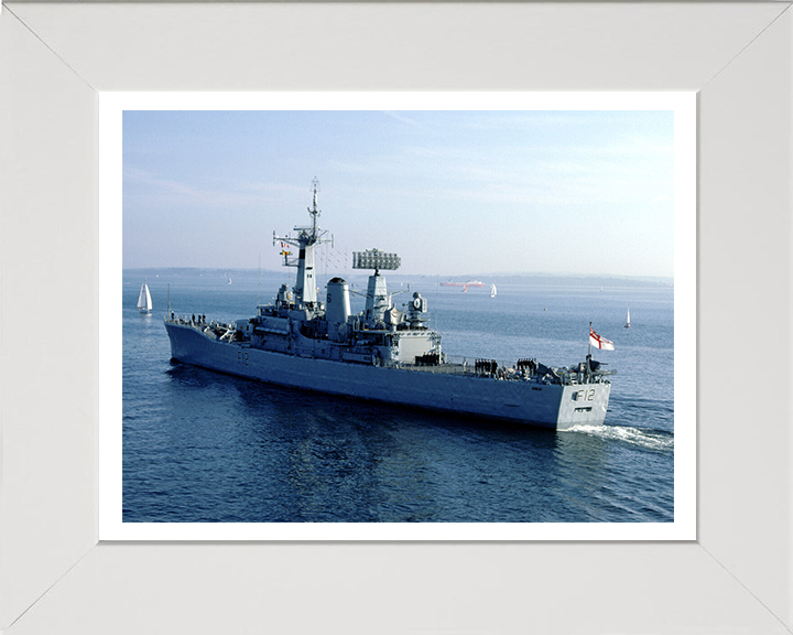 HMS Achilles (F12) Photo Print - Leaving Harbour - Royal Navy Leander Class Frigate Hampshire Prints 10 x 8 White Frame Yes