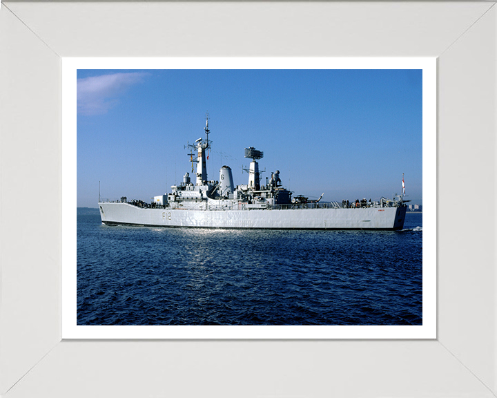 HMS Achilles (F12) Photo Print - Leaving Portsmouth - Royal Navy Leander Class Frigate Hampshire Prints 10 x 8 White Frame Yes