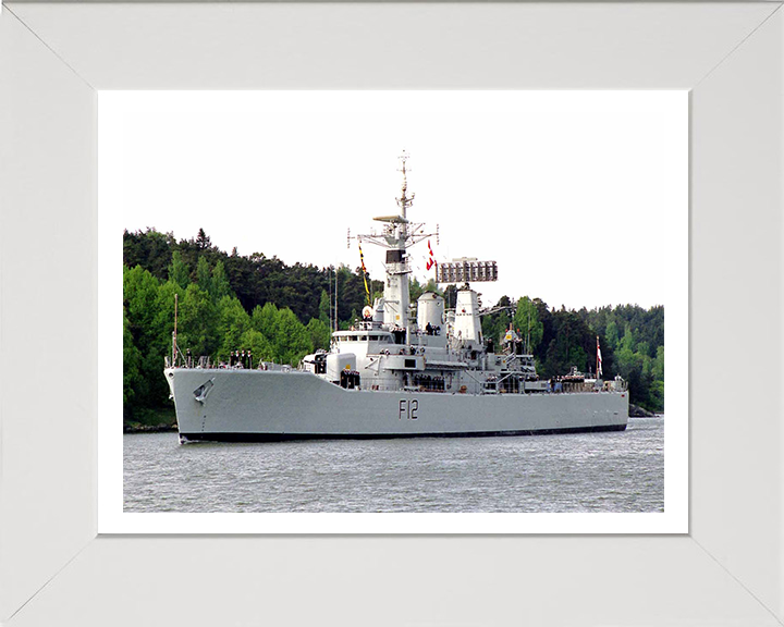 HMS Achilles (F12) Photo Print - Entering Port - Royal Navy Leander Class Frigate Hampshire Prints 10 x 8 White Frame Yes