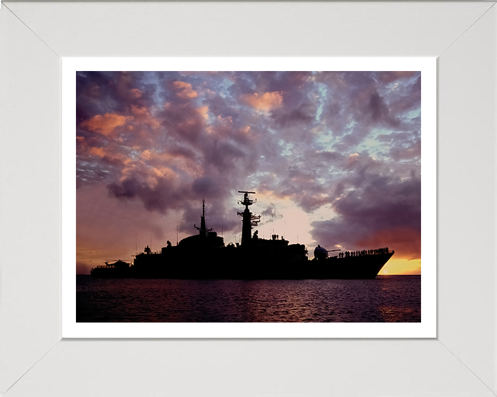 HMS Active (F171) Photo Print - At Sunset - Royal Navy Type 21 Frigate Hampshire Prints 10 x 8 White Frame Yes