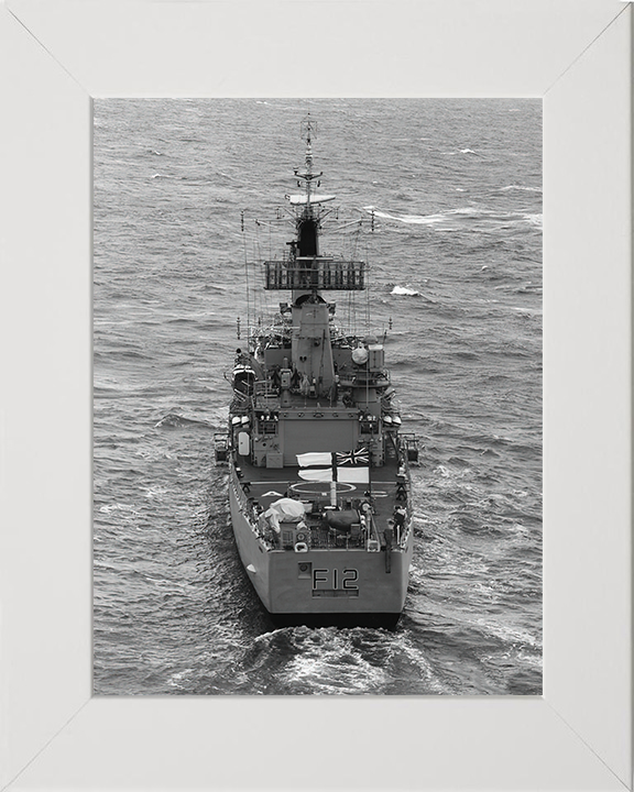 HMS Achilles (F12) Photo Print - Stern View - Royal Navy Leander Class Frigate Hampshire Prints 10 x 8 White Frame No