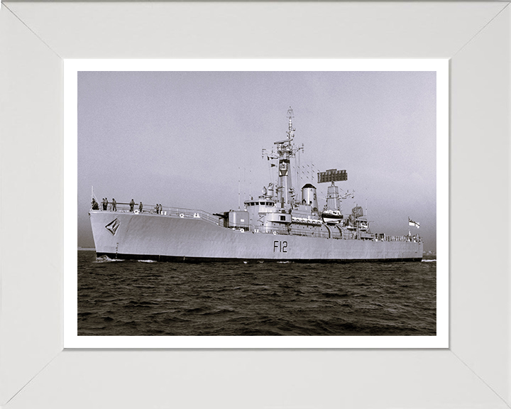 HMS Achilles (F12) Photo Print - At Sea - Royal Navy Leander Class Frigate Hampshire Prints 10 x 8 White Frame Yes