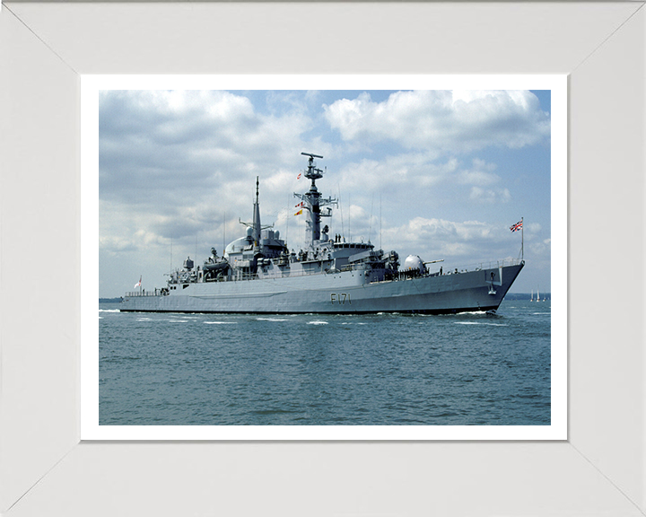 HMS Active (F171) Photo Print - Starboard View - Royal Navy Type 21 Frigate Hampshire Prints 10 x 8 White Frame Yes