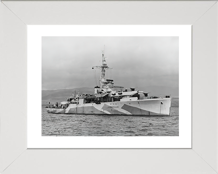 HMS Amethyst (F116) Photo Print - Starboard View - Royal Navy Black Swan Class Sloop Hampshire Prints 10 x 8 White Frame Yes