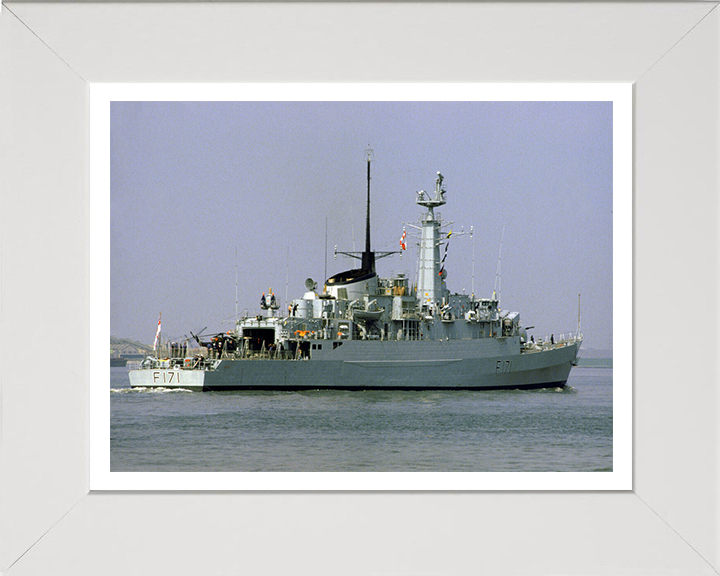 HMS Active (F171) Photo Print - Starboard Quarter View - Royal Navy Type 21 Frigate Hampshire Prints 10 x 8 White Frame Yes