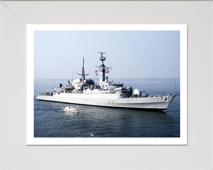 HMS Active (F171) Photo Print - Entering Harbour - Royal Navy Type 21 Frigate Hampshire Prints 10 x 8 White Frame Yes