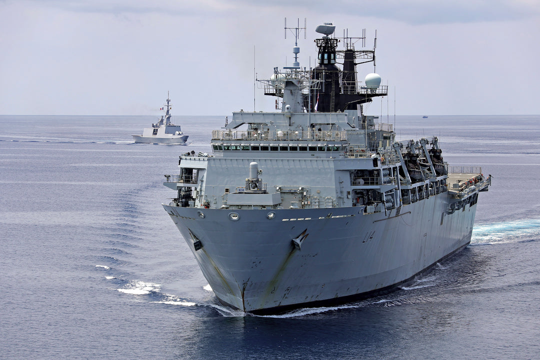 HMS Albion (L14) Photo Print - High Port Bow View - Royal Navy Albion Class Amphibious Ship Hampshire Prints 6 x 4 No Frame No