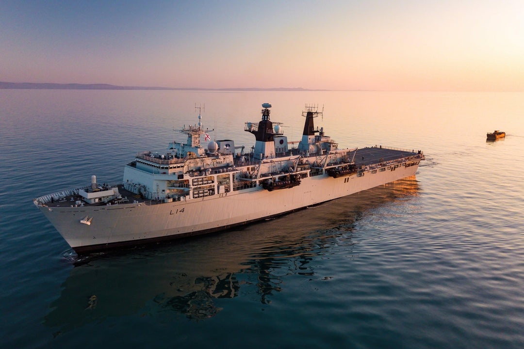HMS Albion (L14) Photo Print - At Sunset - Royal Navy Albion Class Amphibious Ship Hampshire Prints 6 x 4 No Frame No