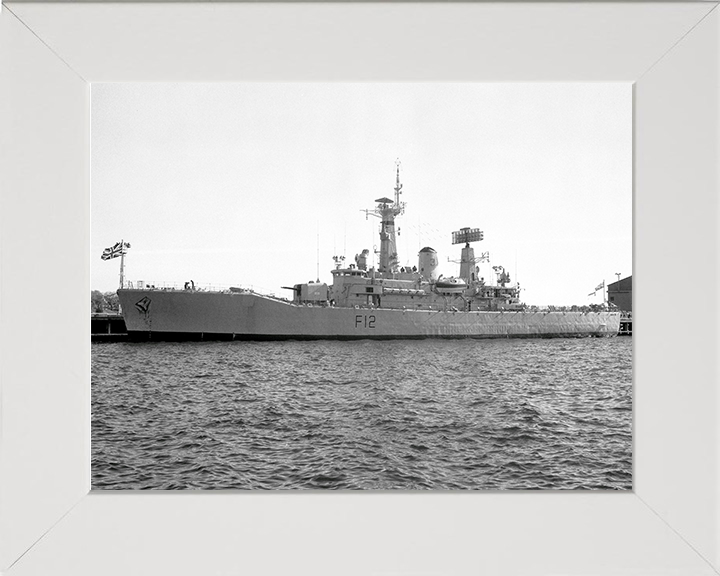 HMS Achilles (F12) Photo Print - In Harbour - Royal Navy Leander Class Frigate Hampshire Prints 10 x 8 White Frame No