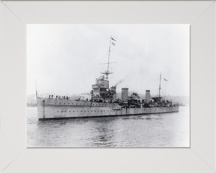 HMS Enterprise (D52) Photo Print - Port Side View - Royal Navy Emerald Class Light Cruiser Hampshire Prints 10 x 8 White Frame No