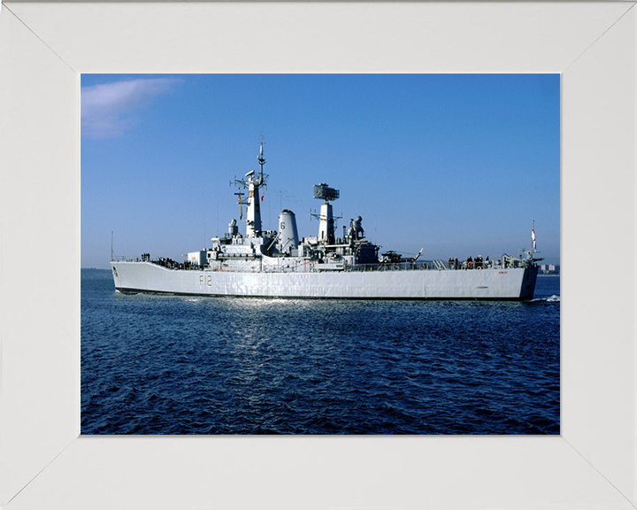 HMS Achilles (F12) Photo Print - Leaving Portsmouth - Royal Navy Leander Class Frigate Hampshire Prints 10 x 8 White Frame No