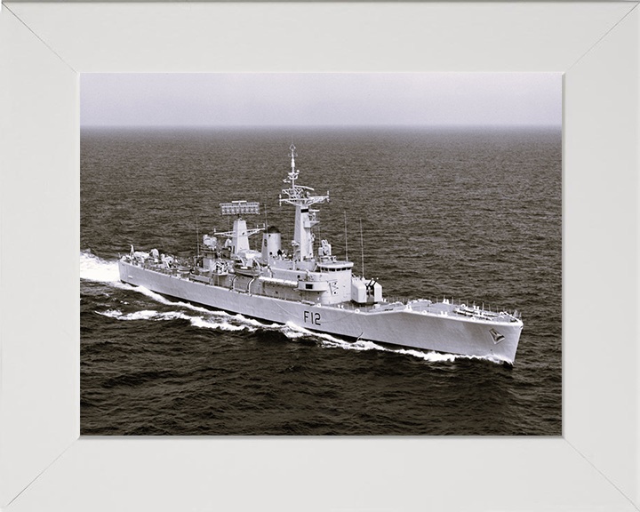 HMS Achilles (F12) Photo Print - Underway - Royal Navy Leander Class Frigate Hampshire Prints 10 x 8 White Frame No