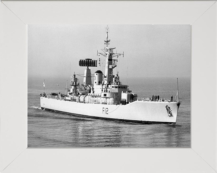 HMS Achilles (F12) Photo Print - Entering Harbour - Royal Navy Leander Class Frigate Hampshire Prints 10 x 8 White Frame No