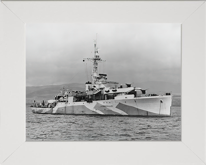 HMS Amethyst (F116) Photo Print - Starboard View - Royal Navy Black Swan Class Sloop Hampshire Prints 10 x 8 White Frame No