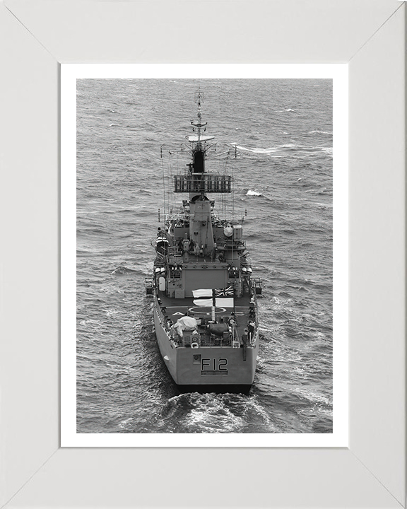 HMS Achilles (F12) Photo Print - Stern View - Royal Navy Leander Class Frigate Hampshire Prints 10 x 8 White Frame Yes