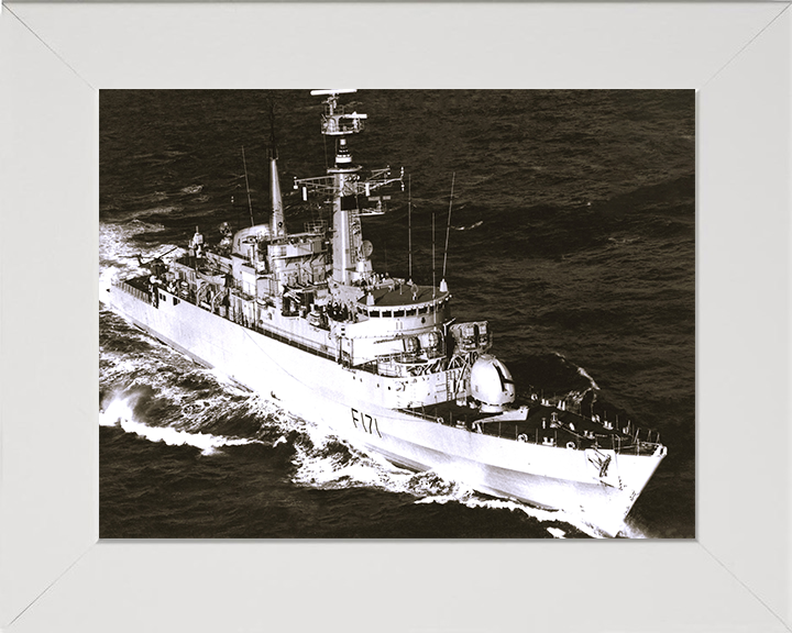 HMS Active (F171) Photo Print - Starboard Bow View - Royal Navy Type 21 Frigate Hampshire Prints 10 x 8 White Frame No