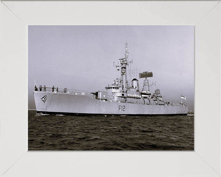 HMS Achilles (F12) Photo Print - At Sea - Royal Navy Leander Class Frigate Hampshire Prints 10 x 8 White Frame No