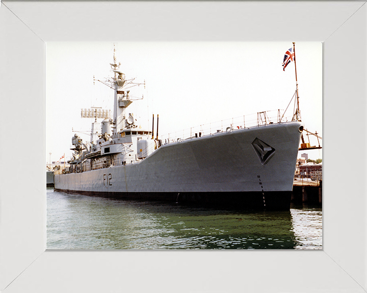 HMS Achilles (F12) Photo Print - Alongside - Royal Navy Leander Class Frigate Hampshire Prints 10 x 8 White Frame No