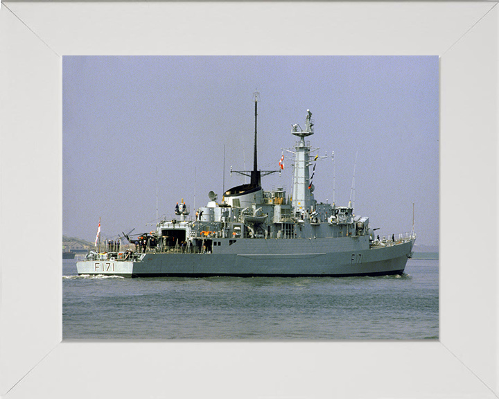 HMS Active (F171) Photo Print - Starboard Quarter View - Royal Navy Type 21 Frigate Hampshire Prints 10 x 8 White Frame No