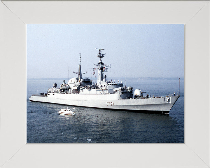 HMS Active (F171) Photo Print - Entering Harbour - Royal Navy Type 21 Frigate Hampshire Prints 10 x 8 White Frame No