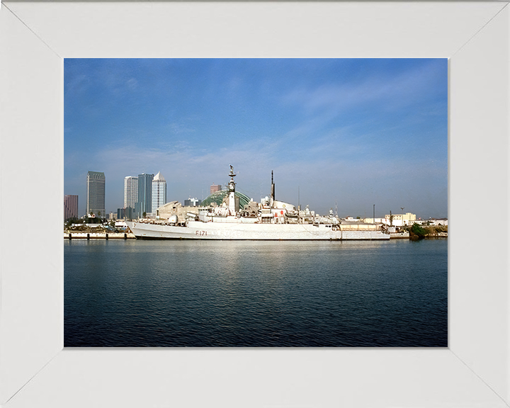 HMS Active (F171) Photo Print - Alongside Tampa 1994 - Royal Navy Type 21 Frigate Hampshire Prints 10 x 8 White Frame No