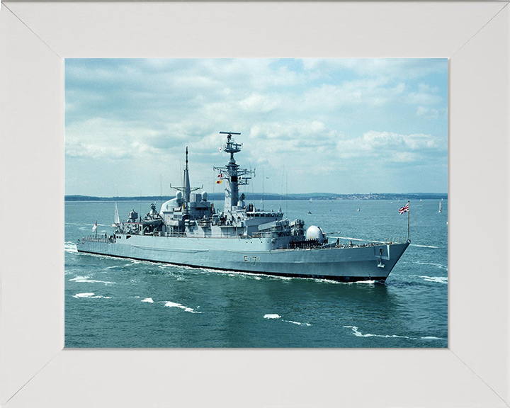 HMS Active (F171) Photo Print - Entering Portsmouth - Royal Navy Type 21 Frigate Hampshire Prints 10 x 8 White Frame No