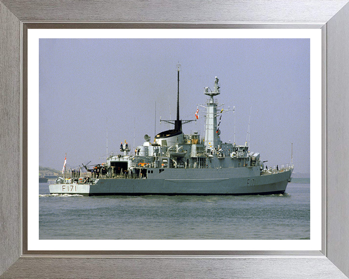 HMS Active (F171) Photo Print - Starboard Quarter View - Royal Navy Type 21 Frigate Hampshire Prints 10 x 8 Silver Frame Yes