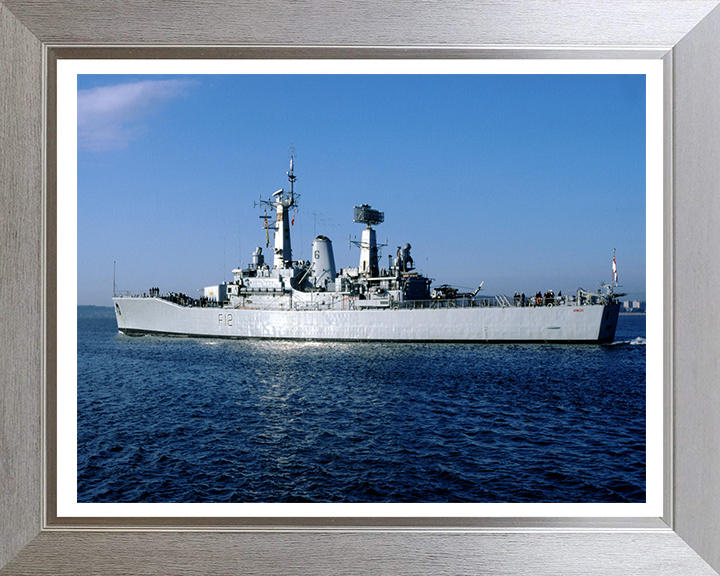 HMS Achilles (F12) Photo Print - Leaving Portsmouth - Royal Navy Leander Class Frigate Hampshire Prints 10 x 8 Silver Frame Yes