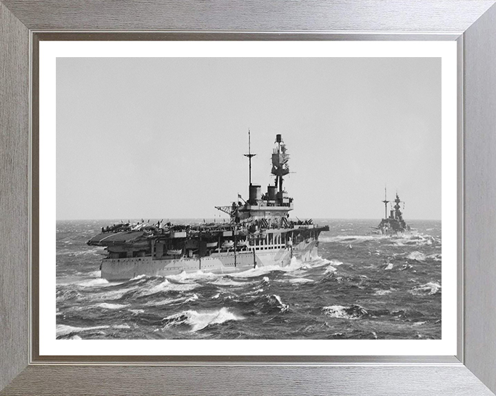 HMS Eagle (94) Photo Print - Underway - Royal Navy Eagle Class Aircraft Carrier Hampshire Prints 10 x 8 Silver Frame Yes
