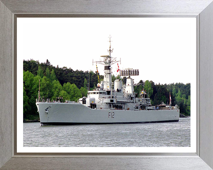 HMS Achilles (F12) Photo Print - Entering Port - Royal Navy Leander Class Frigate Hampshire Prints 10 x 8 Silver Frame Yes