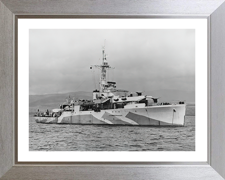 HMS Amethyst (F116) Photo Print - Starboard View - Royal Navy Black Swan Class Sloop Hampshire Prints 10 x 8 Silver Frame Yes