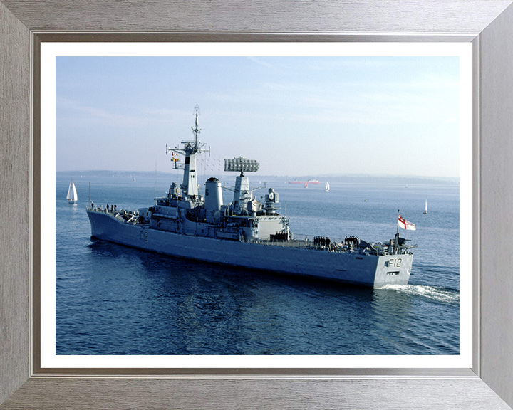 HMS Achilles (F12) Photo Print - Leaving Harbour - Royal Navy Leander Class Frigate Hampshire Prints 10 x 8 Silver Frame Yes