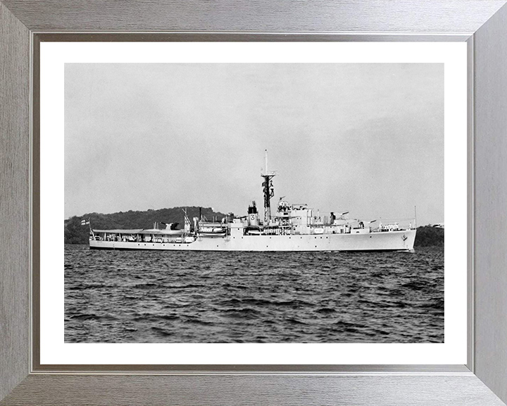 HMS Crane (U23) Photo Print - Starboard Beam View - Royal Navy Black Swan Class Sloop Hampshire Prints 10 x 8 Silver Frame Yes
