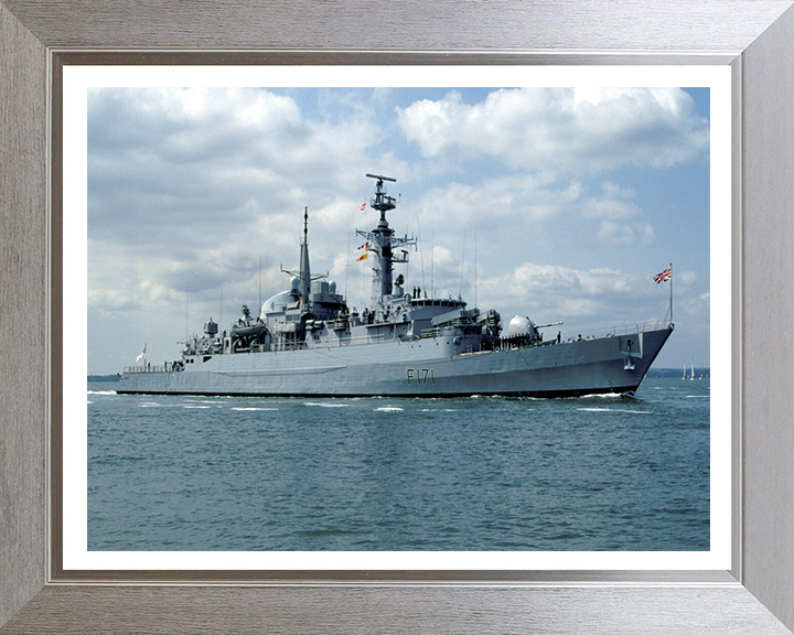 HMS Active (F171) Photo Print - Starboard View - Royal Navy Type 21 Frigate Hampshire Prints 10 x 8 Silver Frame Yes
