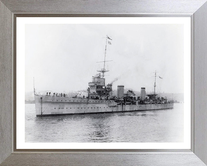 HMS Enterprise (D52) Photo Print - Port Side View - Royal Navy Emerald Class Light Cruiser Hampshire Prints 10 x 8 Silver Frame Yes