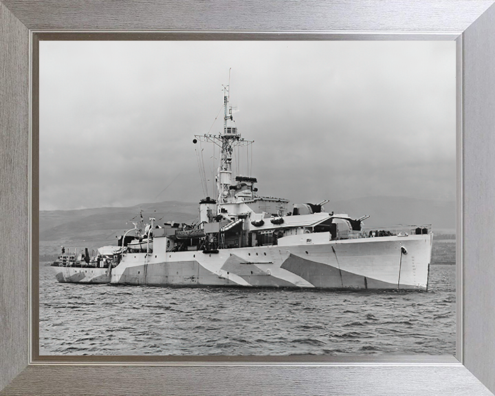 HMS Amethyst (F116) Photo Print - Starboard View - Royal Navy Black Swan Class Sloop Hampshire Prints 10 x 8 Silver Frame No