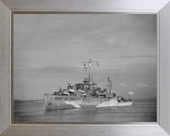 HMS Erne (U03) Photo Print - Port Bow View - Royal Navy Black Swan Class Sloop Hampshire Prints 10 x 8 Silver Frame No