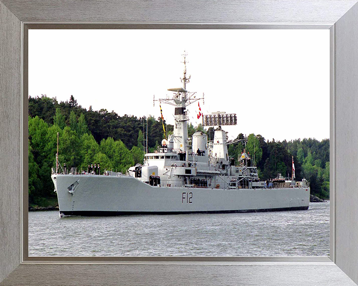 HMS Achilles (F12) Photo Print - Entering Port - Royal Navy Leander Class Frigate Hampshire Prints 10 x 8 Silver Frame No