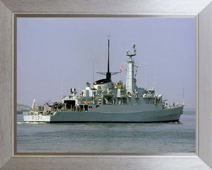 HMS Active (F171) Photo Print - Starboard Quarter View - Royal Navy Type 21 Frigate Hampshire Prints 10 x 8 Silver Frame No