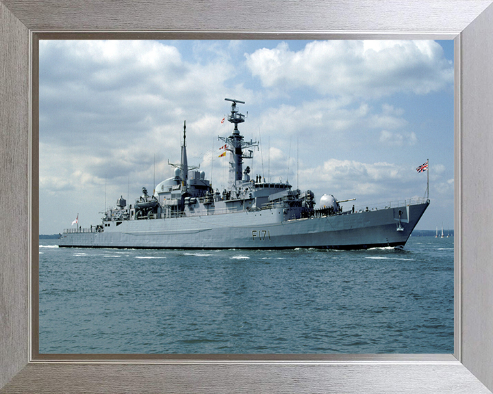 HMS Active (F171) Photo Print - Starboard View - Royal Navy Type 21 Frigate Hampshire Prints 10 x 8 Silver Frame No