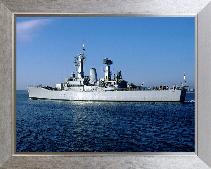 HMS Achilles (F12) Photo Print - Leaving Portsmouth - Royal Navy Leander Class Frigate Hampshire Prints 10 x 8 Silver Frame No