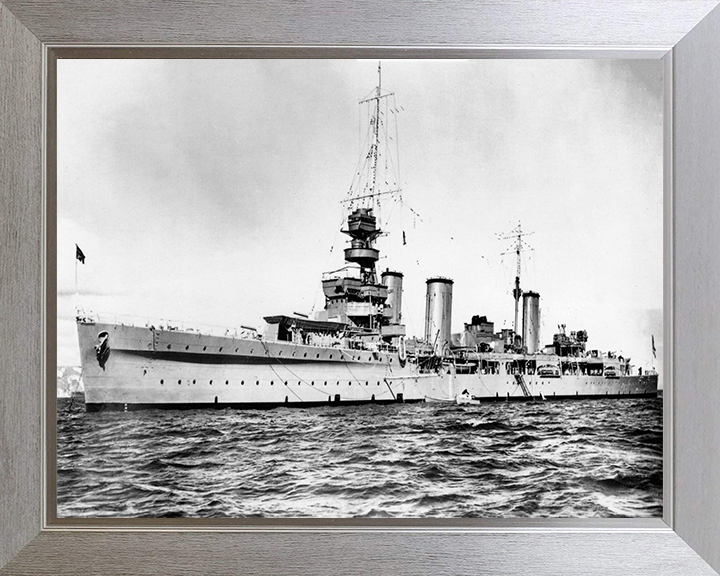 HMS Emerald (D66) Photo Print - At Anchor - Royal Navy Emerald Class Light Cruiser Hampshire Prints 10 x 8 Silver Frame No