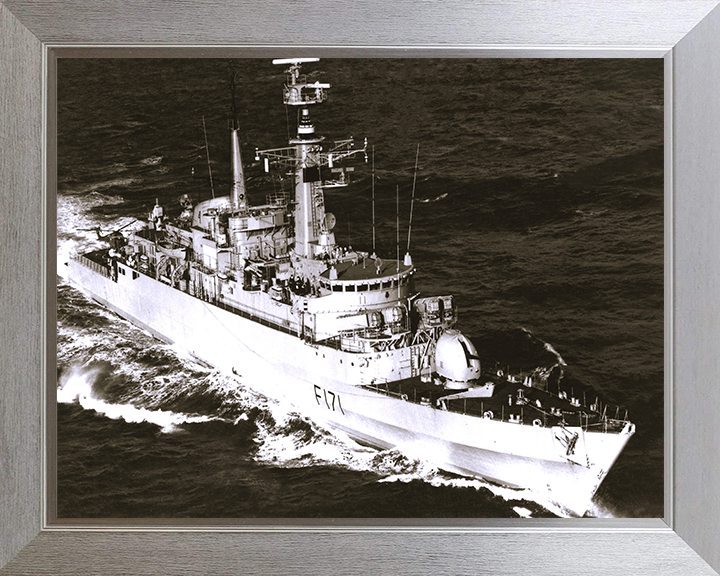 HMS Active (F171) Photo Print - Starboard Bow View - Royal Navy Type 21 Frigate Hampshire Prints 10 x 8 Silver Frame No