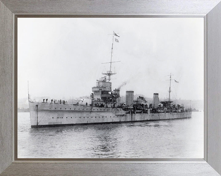 HMS Enterprise (D52) Photo Print - Port Side View - Royal Navy Emerald Class Light Cruiser Hampshire Prints 10 x 8 Silver Frame No