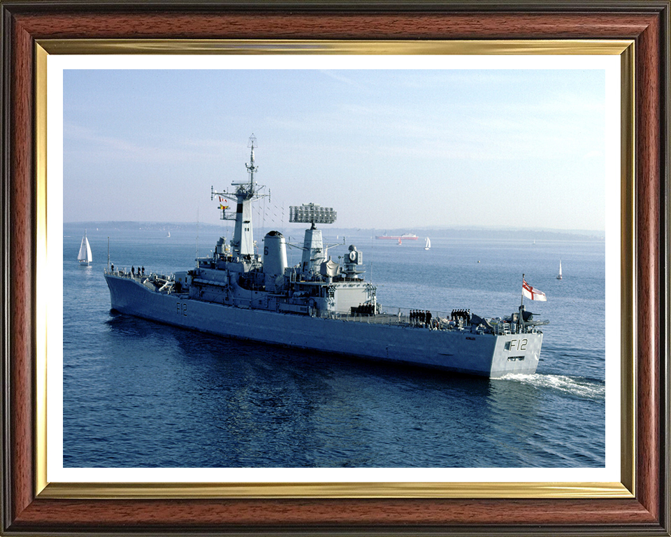 HMS Achilles (F12) Photo Print - Leaving Harbour - Royal Navy Leander Class Frigate Hampshire Prints 10 x 8 Classic Frame Yes